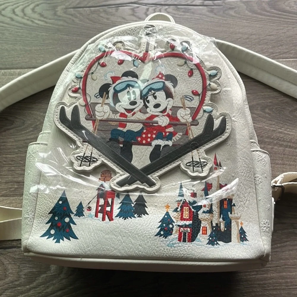 NWT Disney Loungefly Mickey & Minnie Mouse Holiday Backpack